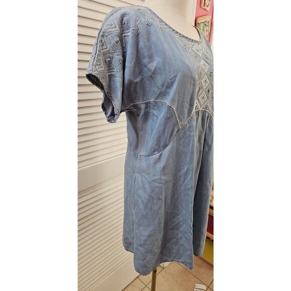 Anthropologie Holding Horses Chambray Dress soft Lyocell‎ Pockets Emb Medium - Picture 4 of 6